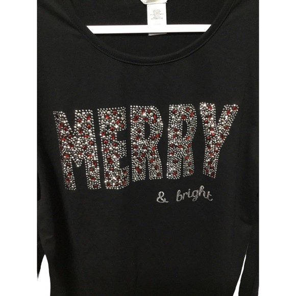 Christmas Long Sleeve Knit Top Size XL Merry and Bright! - Picture 2 of 10